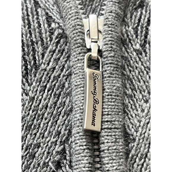 Tommy Bahama 1/4 Zip Pullover Mens 2XL Gray Cable Knit Sweater Preppy Old School - Picture 7 of 10